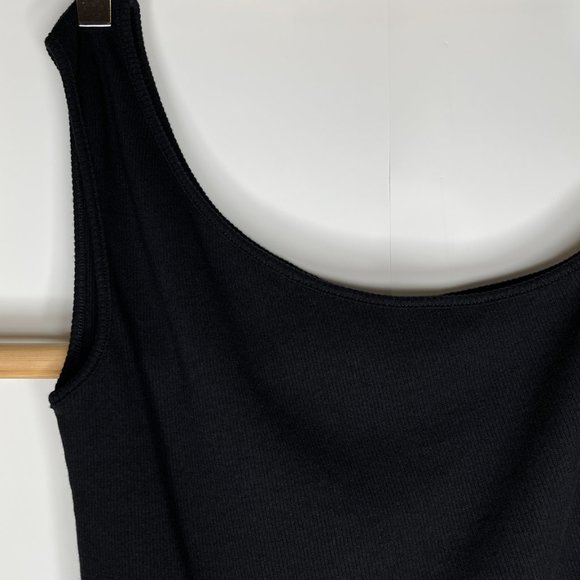 SOLD Witchery Black Asymmetric Rib Tank Top Size S Sleeveless Cotton Blend - Picture 6 of 11